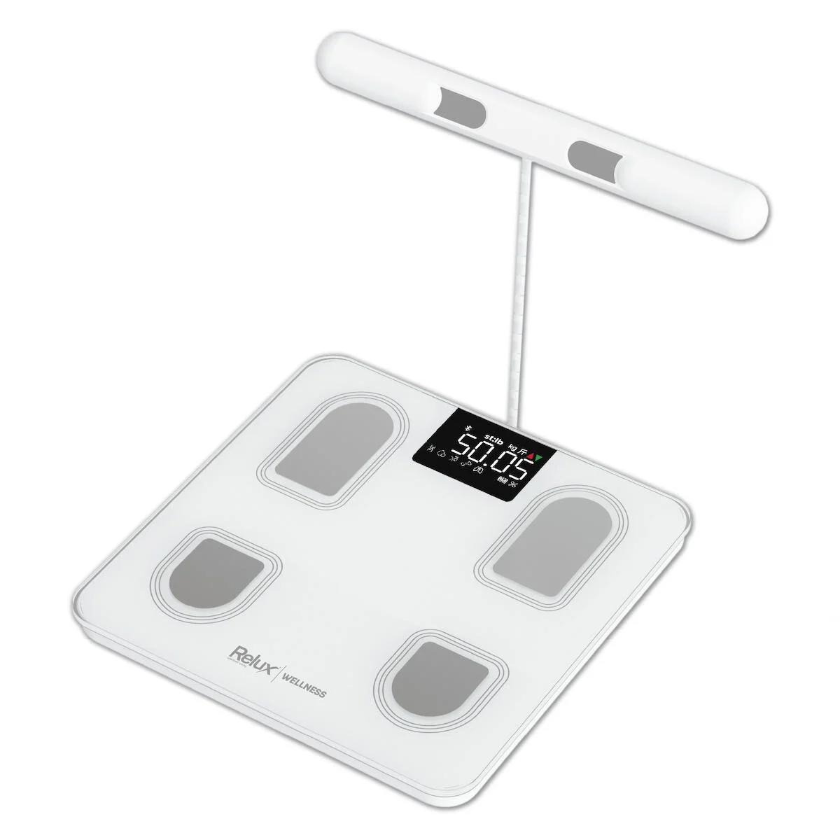 Relux RBS-6000 Wellness InnerTrace Yağ Ölçen Vücut Analizi Yapan Bluetoothlu Kas Ölçen Cam Dijital Akıllı Tartı Beyaz
