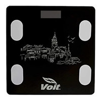 Voit Yağ Ölçen Vücut Analizi Yapan Bluetoothlu Kas Ölçen Cam Dijital Akıllı Tartı Siyah