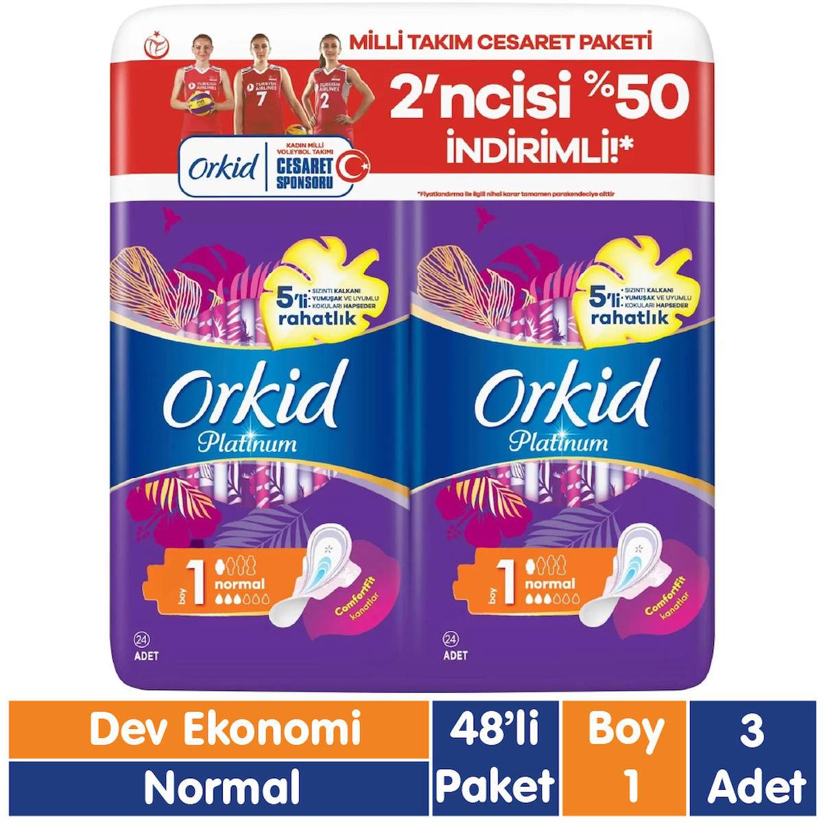 Orkid Platinum Organik 48'li Hijyenik Ped 3 Adet