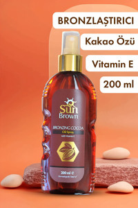 Sun Brown E Vitaminli Kakao Yağı Hızlı Vücut - Yüz İçin Bronzlaştırıcı Yağ 200 ml