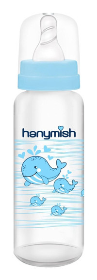 Hanymish Polipropilen Yavaş Akışlı Desenli Mavi Biberon 240 ml