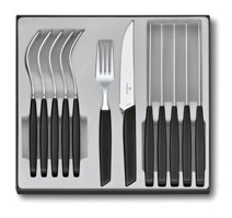 Victorinox 12 Parça 6 Kişilik Çatal Kaşık Bıçak Takımı Siyah