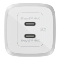Belkin Dual Universal Type C Kablolu 45 W Çoklu Hızlı Şarj Aleti Beyaz