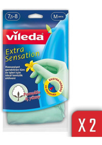 Vileda Extra Sensation Çok Renkli Medium 2 Çift Temizlik Eldiveni