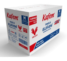 Kafem Kırmızı Medium 200 Çift Temizlik Eldiveni