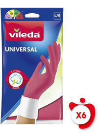 Vileda Universal Kırmızı Large 6 Çift Temizlik Eldiveni