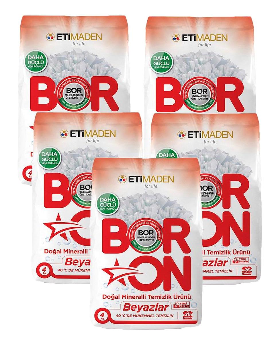 Boron Doğal Mineralli Beyazlar İçin 130 Yıkama Toz Deterjan 5x4 kg