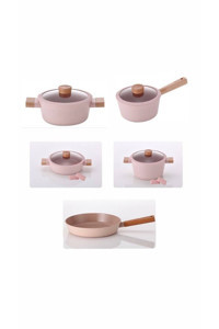 Neoflam Blossom 9 Parça Alüminyum Döküm Tava Seti Pembe