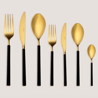 Jumbo 6000 Roller Parlak 84 Parça 12 Kişilik Çatal Kaşık Bıçak Gold-Siyah