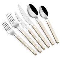 The Mia Comida Mat Saten 36 Parça 6 Kişilik Çatal Kaşık Bıçak Bej-Gümüş