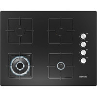 Siemens EO7C6HO12O Siyah Cam 4 Gözlü Wok Gözü Gazlı Ankastre Ocak