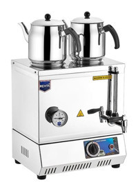 Remta EP 02 2000 W 23 lt Çelik Çift Demlikli Tek Musluklu Çelik Elektrikli Semaver İnox