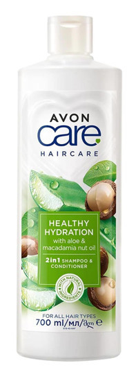 Avon Healthy Hydration Normal Saçlar İçin Aloe Vera - Makademya Fındığı Yağı Kremli 2'si 1 Arada Unisex Şampuan 700 ml