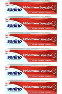 Sanino Maksimum Beyazlık Naneli Florürsüz Diş Macunu 6x75 ml