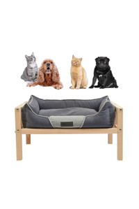 Wooden Women World Ayaklı Orta Irk İç Mekan Köpek Yatağı Antrasit