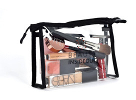 Beauty Insideout Şeffaf Düz Plastik Küçük Boy Seyahat Makyaj Çantası