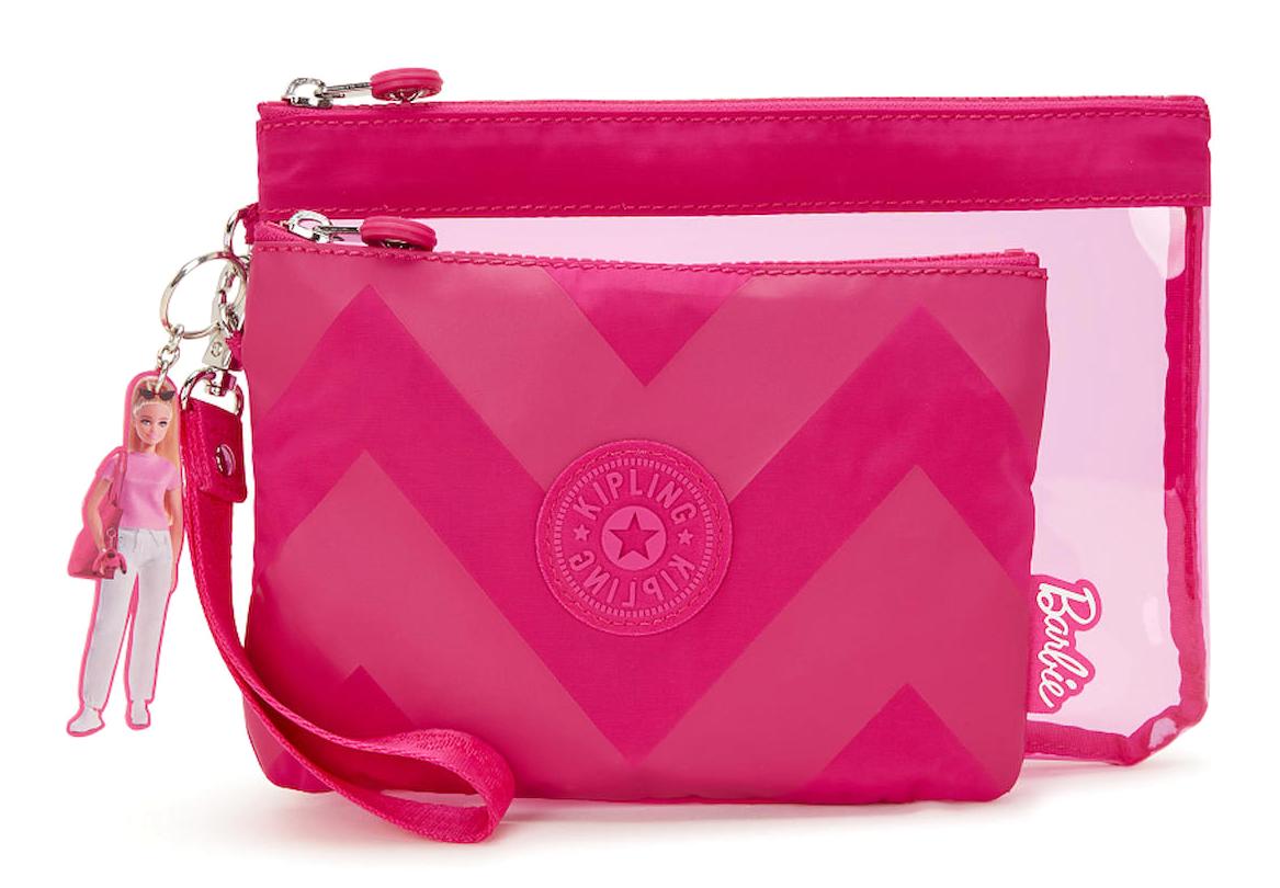 Kipling Duo Pouch Pembe Yazılı Silikon Büyük Boy Seyahat Makyaj Çantası