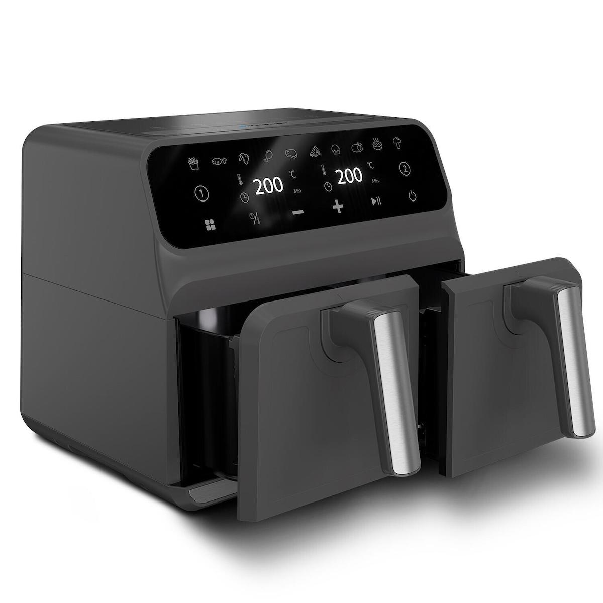 Blaupunkt D7800 Taste Master Airfryer 8 lt İki Hazneli Led Ekranlı Yağsız Sıcak Hava Fritözü Siyah