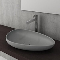 Bocchi 1114-006-0125 Klasik Tekli 58 cm Seramik Tezgah Üstü Çanak Lavabo Mat Gri