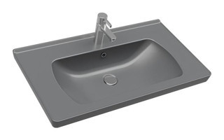 Seramiksan A142021K Klasik Tekli 80 cm Seramik Dikdörtgen Lavabo Antrasit
