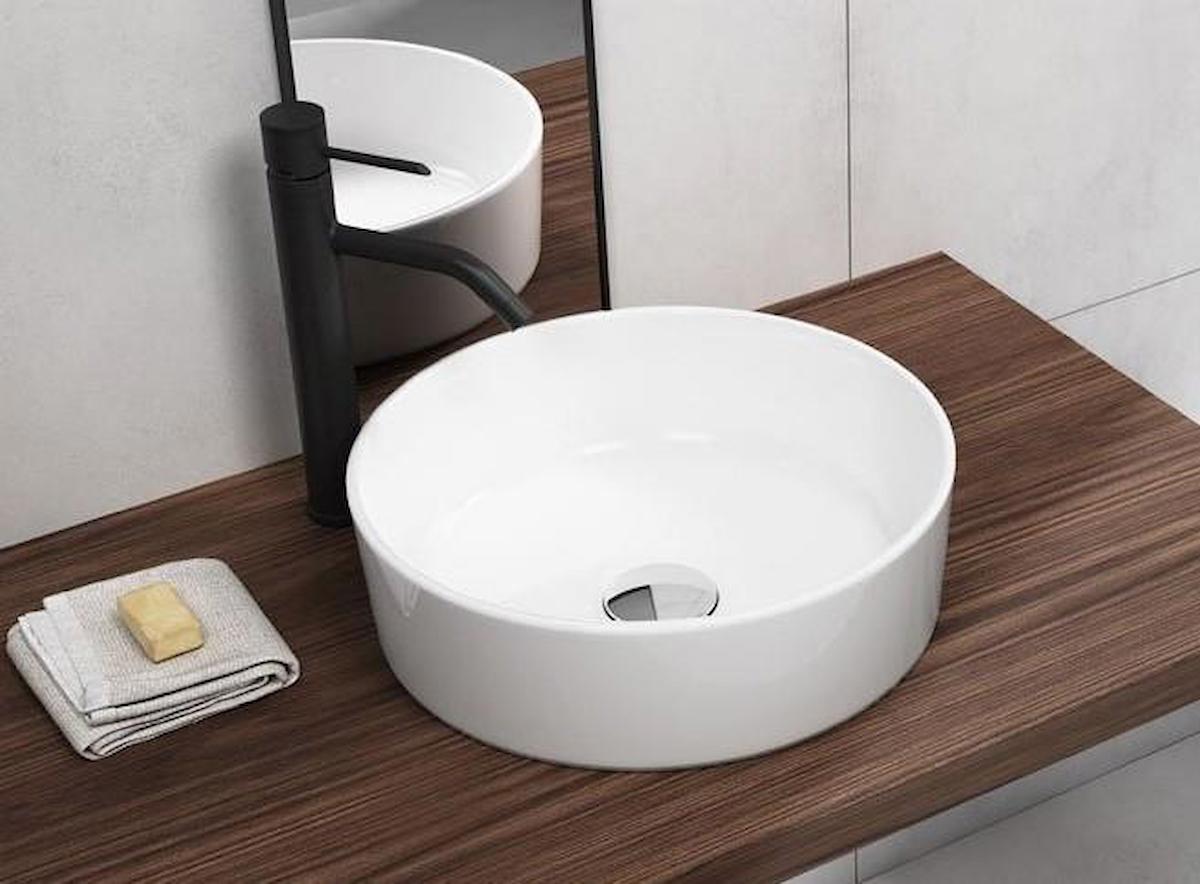 Quarter Klasik Tekli 45 cm Seramik Tezgah Üstü Yuvarlak Lavabo Beyaz