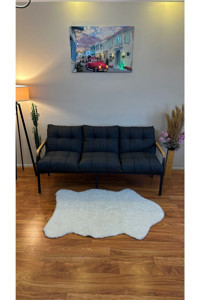 Modern Style Home Metal 3'lü Bahçe Koltuğu Siyah