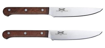 Ikea Lindrig 24 cm Ahşap Saplı Paslanmaz Çelik 2 Parça Mutfak Bıçak Seti