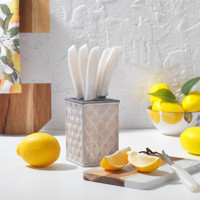 Schafer Quick Chef 9.5 cm Plastik Saplı Paslanmaz Çelik 7 Parça Standlı Standlı Bıçak Seti