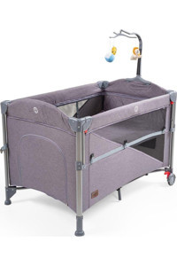 Jusso Baby2Go Alüminyum 37 kg Kapasiteli Ayarlanabilir Taşınabilir Ara Katlı 70x100 cm Anne Yanı Park Yatak Koyu Gri