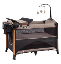 Ciciko C-1070 Jaguar Alüminyum 41 kg Kapasiteli Ayarlanabilir Taşınabilir Ara Katlı 110x70 cm Sallanan Anne Yanı Park Yatak Kahverengi