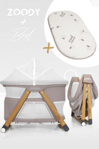 Kiwi Zoody 3 in 1 Metal 28 kg Kapasiteli Ayarlanabilir Taşınabilir Ara Katlı 70x110 cm Sallanan Park Yatak Vizon