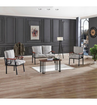 Mygusi Modern Balkon Metal 4'lü Bahçe Koltuğu Koyu Gri