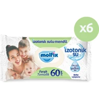 Molfix İzotonik Sulu Ferah Temizlik 60 Yaprak 6'lı Paket Islak Mendil