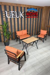 Ufuk Home Kavacık Metal 4'lü Bahçe Koltuğu Turuncu