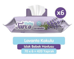 Baby Turco Lavanta Kokulu 70 Yaprak 6'lı Paket Islak Bebek Havlusu