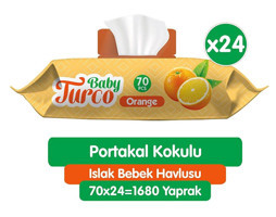 Baby Turco Portakal Kokulu 70 Yaprak 24'lü Paket Islak Bebek Havlusu