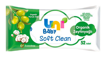Uni Baby Soft Clean Organik Zeytinyağlı 52 Yaprak 24'lü Paket Islak Mendil