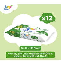 Uni Baby Soft Clean Organik Zeytinyağlı 52 Yaprak 12'li Paket Islak Mendil