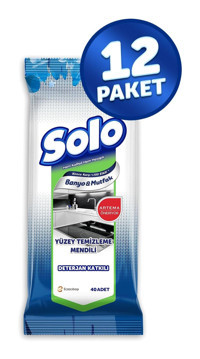 Solo Mutfak&Banyo 40 Yaprak 12'li Paket Yüzey Temizleme Mendili