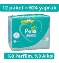 Prima Temiz ve Ferah 52 Yaprak 12'li Paket Islak Mendil