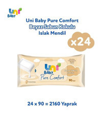 Uni Baby Pure Comfort Beyaz Sabun Kokulu 90 Yaprak 24'lü Paket Islak Mendil