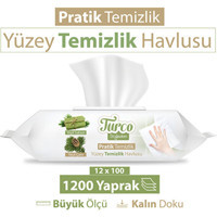 Turco Doğadan Pratik Temizlik 100 Yaprak 12'li Paket Yüzey Temizleme Mendili