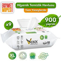 Vebox Easy Wet Wipes 100 Yaprak 9'lu Paket Yüzey Temizleme Mendili