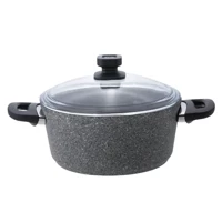 Emsan Cam 2 Parça 24 cm Titanyum Granit Derin Tencere