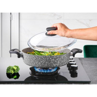 Lavonni Cam 2 Parça 28 cm Granit Basık Karnıyarık Tenceresi Gri