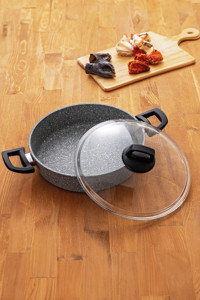 Emsan Cam 2 Parça 30 cm Titanyum Granit Basık Karnıyarık Tenceresi