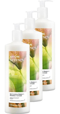 Avon Senses Delicate Moment Elma-Müge Çiçeği Vegan Duş Jeli 3x720 ml
