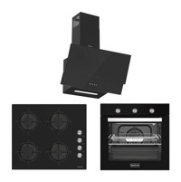 Tecna F-8156-O-8401-D-8801 Doğalgazlı Cam Klasik Ankastre Fırın Ocak 3'lü Ankastre Set Siyah