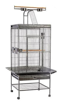 Cocody Pet B10L Çatılı Ayaklı Dikdörtgen Papağan Kafesi Siyah