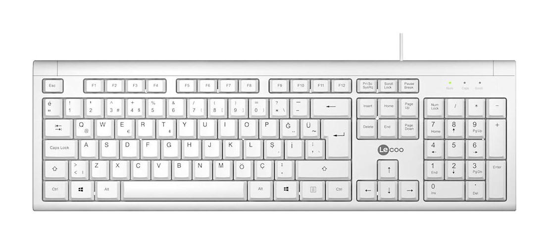 Lenovo KB101 Türkçe Q Kablolu Beyaz Normal Klavye